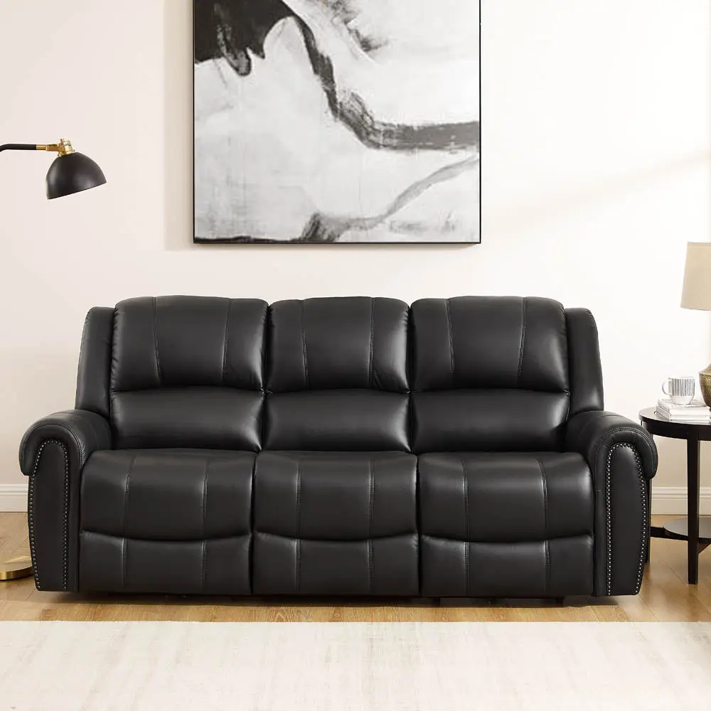 Marco Power Zero Gravity Reclining Sofa Black Memory Foam Authentic Leather hydeline furniture