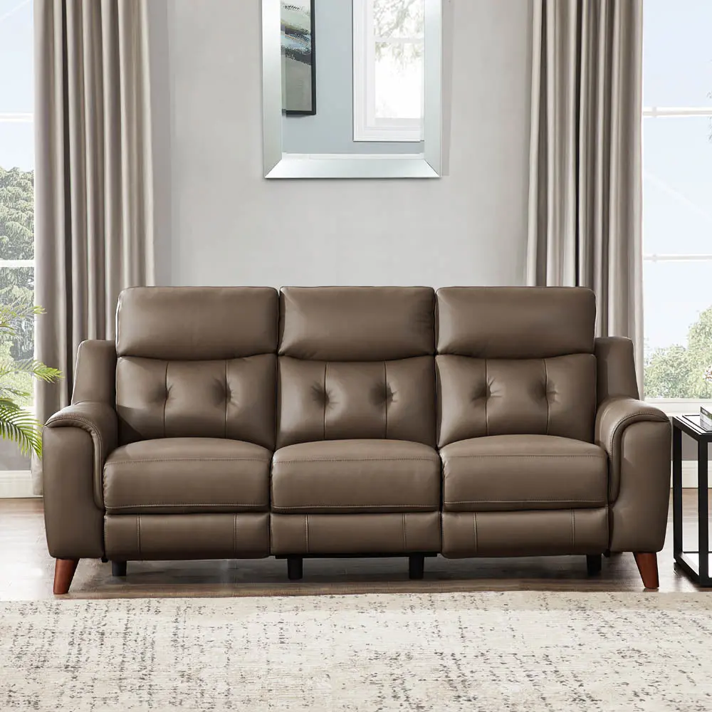 Torino Power Headrest Top Grain Leather Zero Gravity Reclining Sofa Brown hydeline furniture