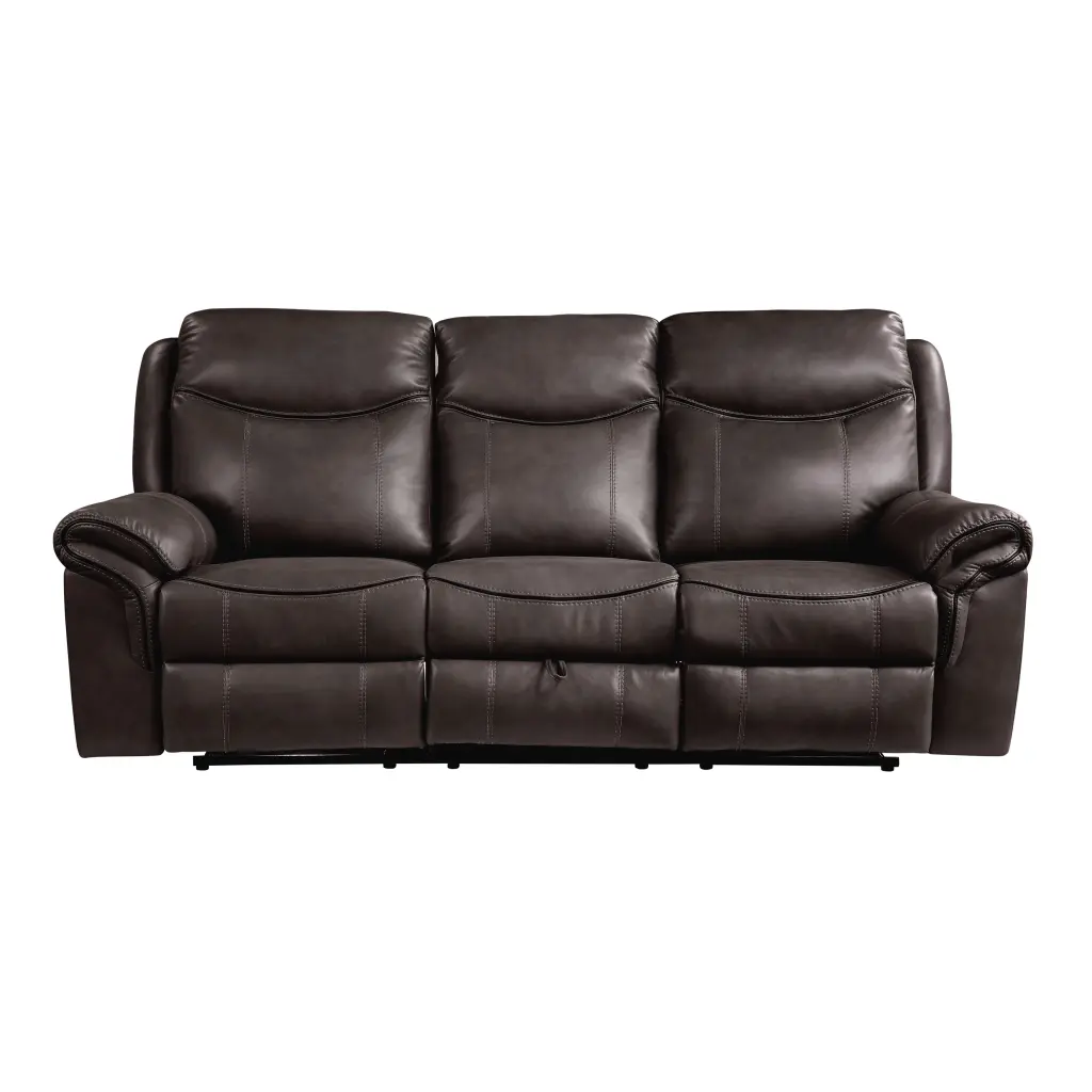 Dark Brown 1Pc Double Reclining Sofa Drop Down Cup Holders Power Outlets kanepe