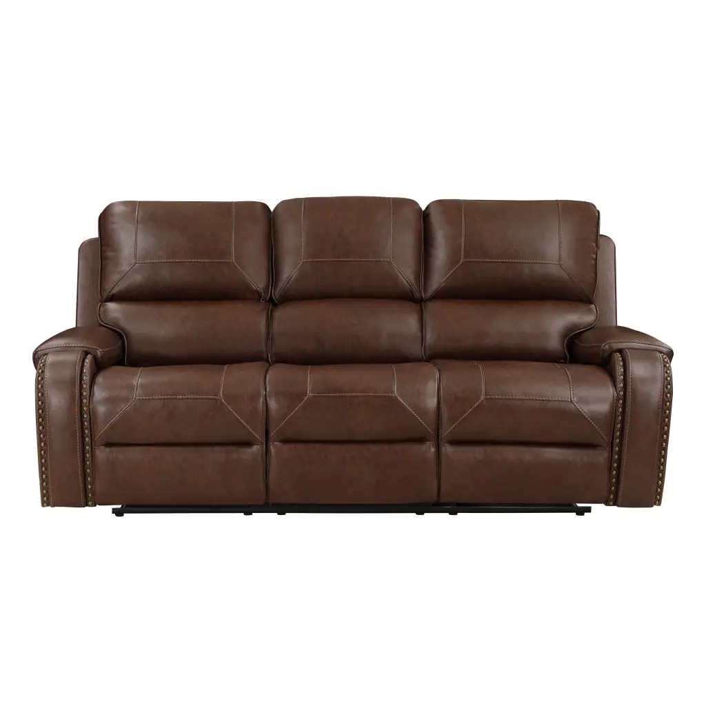 Double Reclining Brown Sofa Center Drop Down Cup Holders and Receptacle kanepe