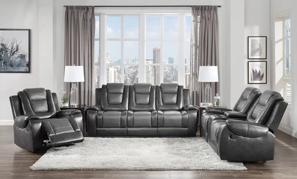 Modern Premium 3 Piece Reclining Sofa Set Loveseat Glider kanepe