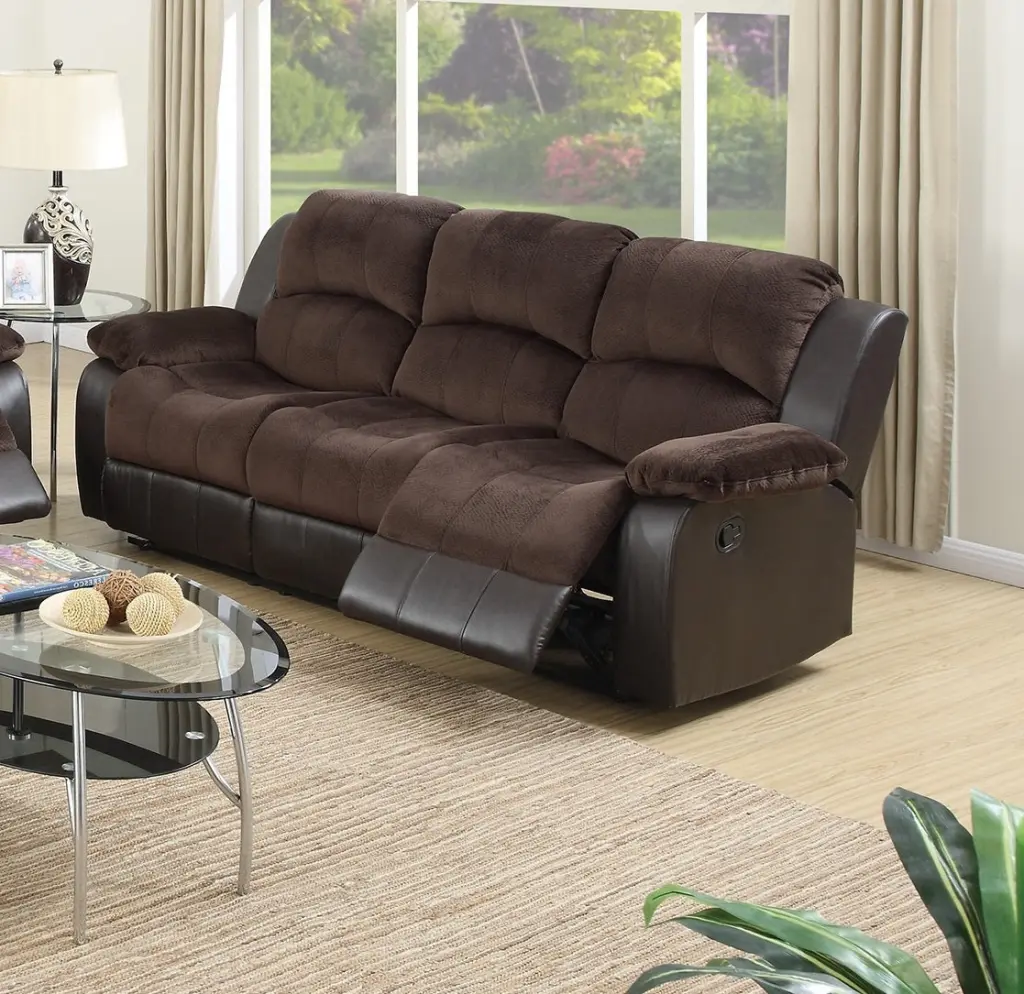 Motion Sofa 1Pc Living Room Chocolate Padded Suede Faux Leather Modern Reclining Sofa kanepe