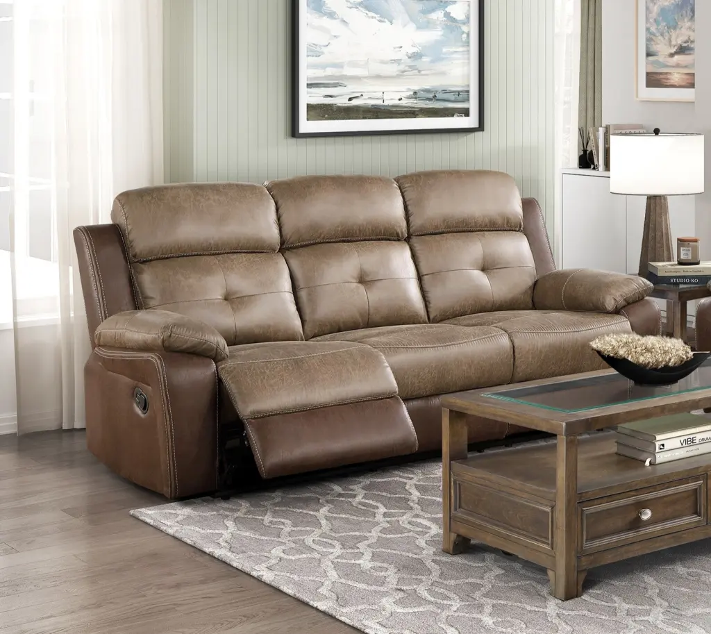 Plush Comfort Motion Sofa Brown Microfiber Upholstered Solid Timber Frame kanepe