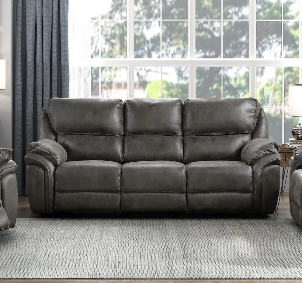 Plush Modern Design Living Room Reclining Sofa Gray Microfiber Upholstered kanepe