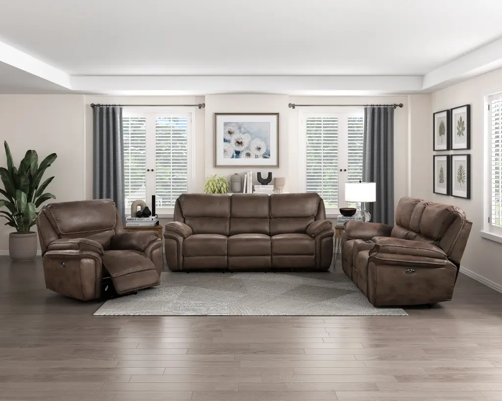 Plush Modern Living Room Sofa Set 3Pc Power Reclining Sofa Loveseat USB Charging kanepe