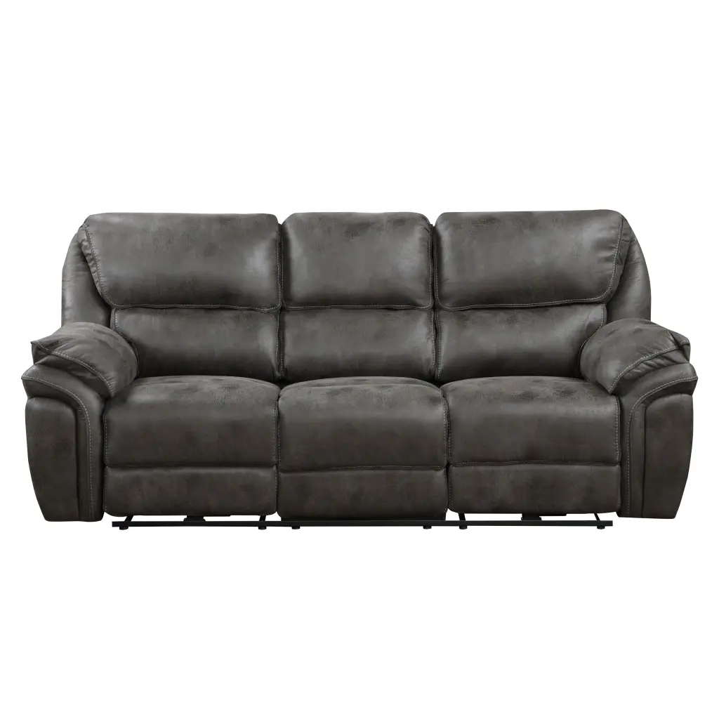Plush Modern Power Reclining Sofa Gray Microfiber Upholstery kanepe