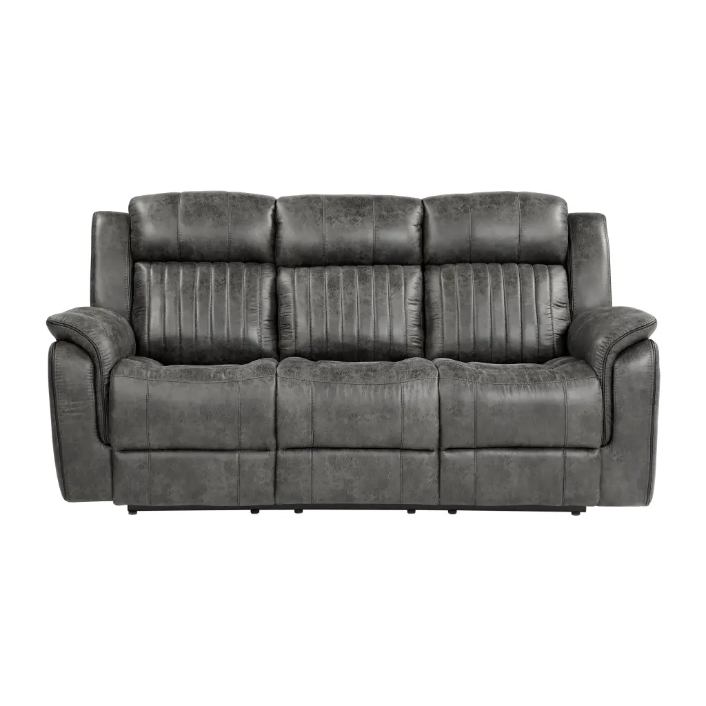 Timeless Brownish Gray 1Pc Double Reclining Sofa Plush Ease Pillow Top kanepe