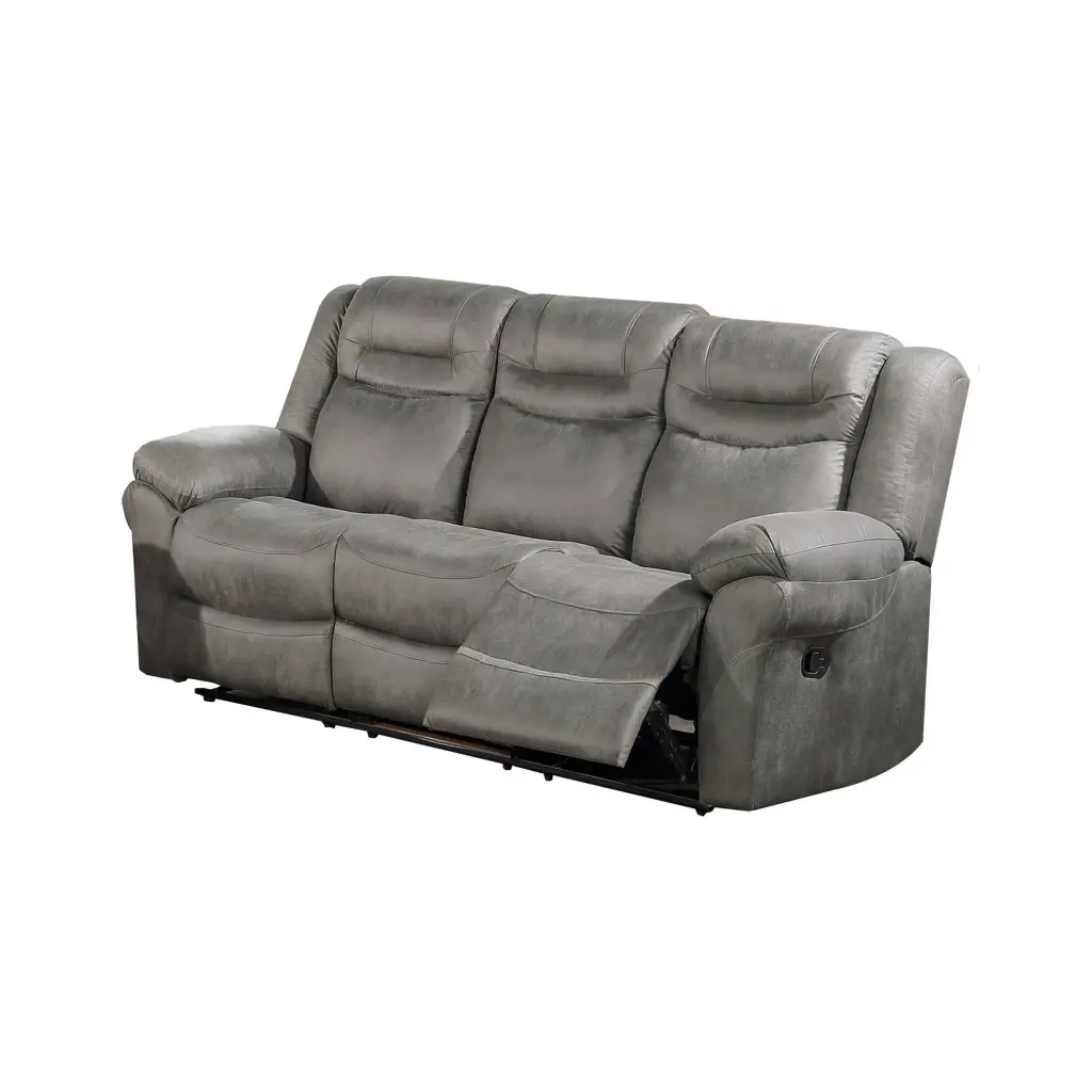 Betty 86 Inch Manual Reclining Sofa Pull Tab Footrest Mechanism Gray royal hampton