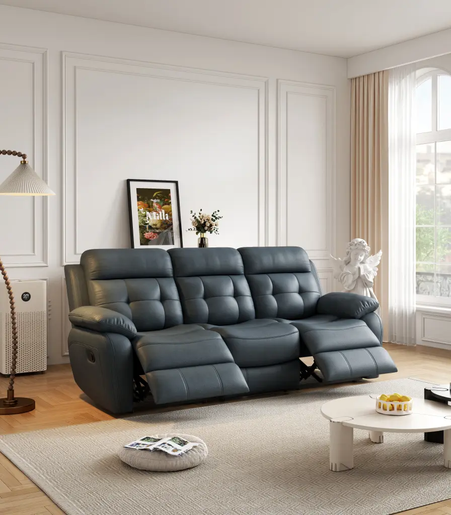 Authentic Leather Non Power Reclining Sofa Drop Down Table Stainless Steel w1896