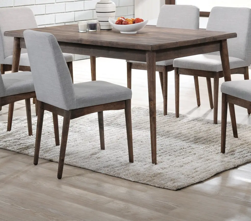 Contemporary Walnut Finish Solid Wood Rectangle Dining Table kanepe