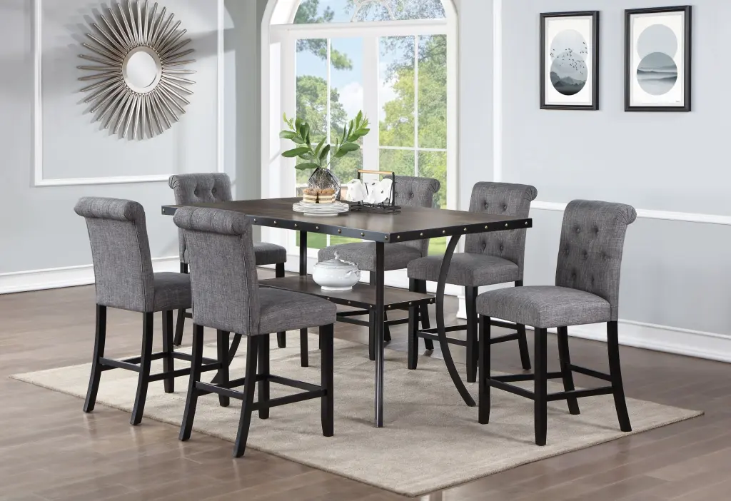 Dining Room Natural Rectangle Top Dining Table 6 High Chairs Home Decor kanepe