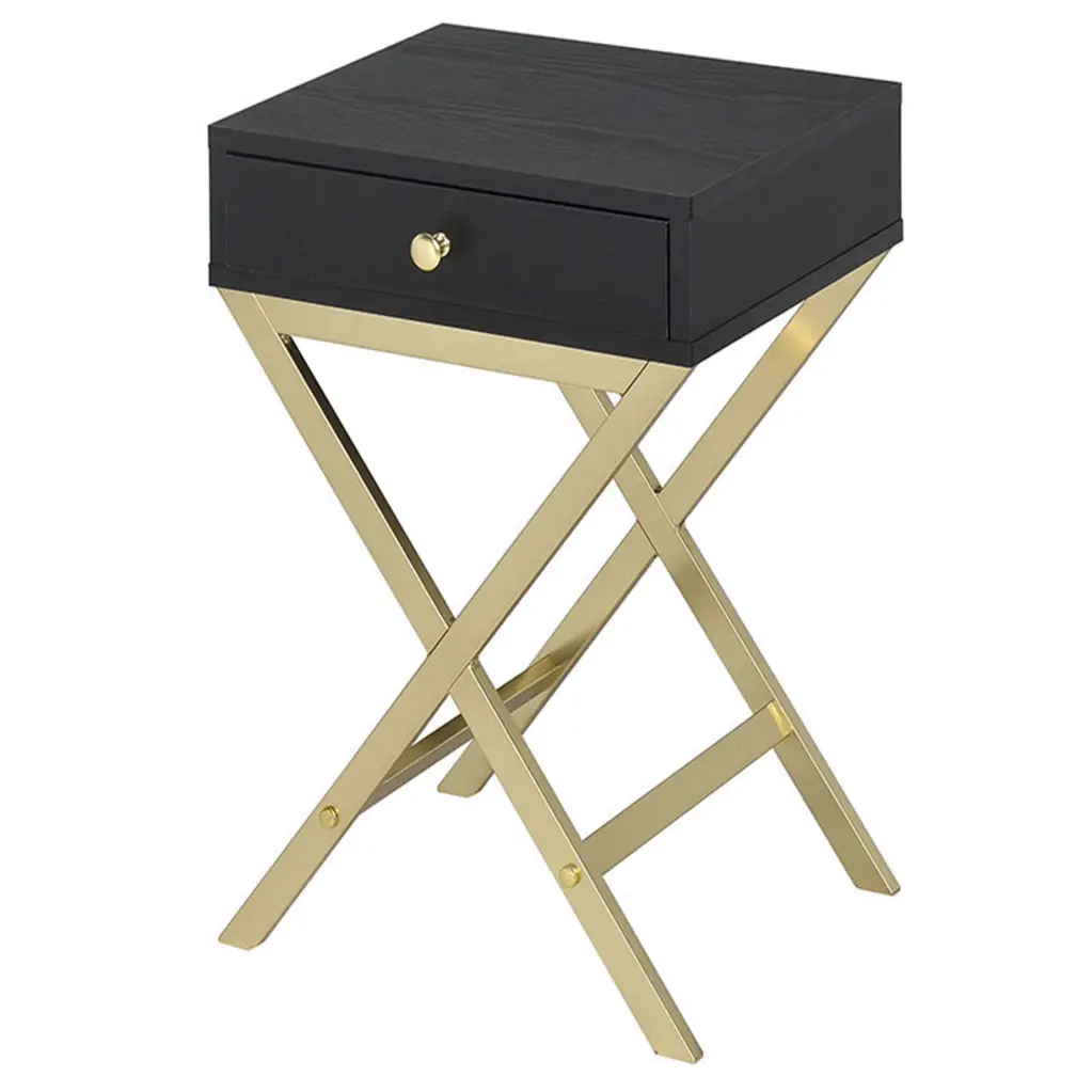 Black And Copper Alloy 1 Drawer Rectangular Accent Table Living Space furniture max