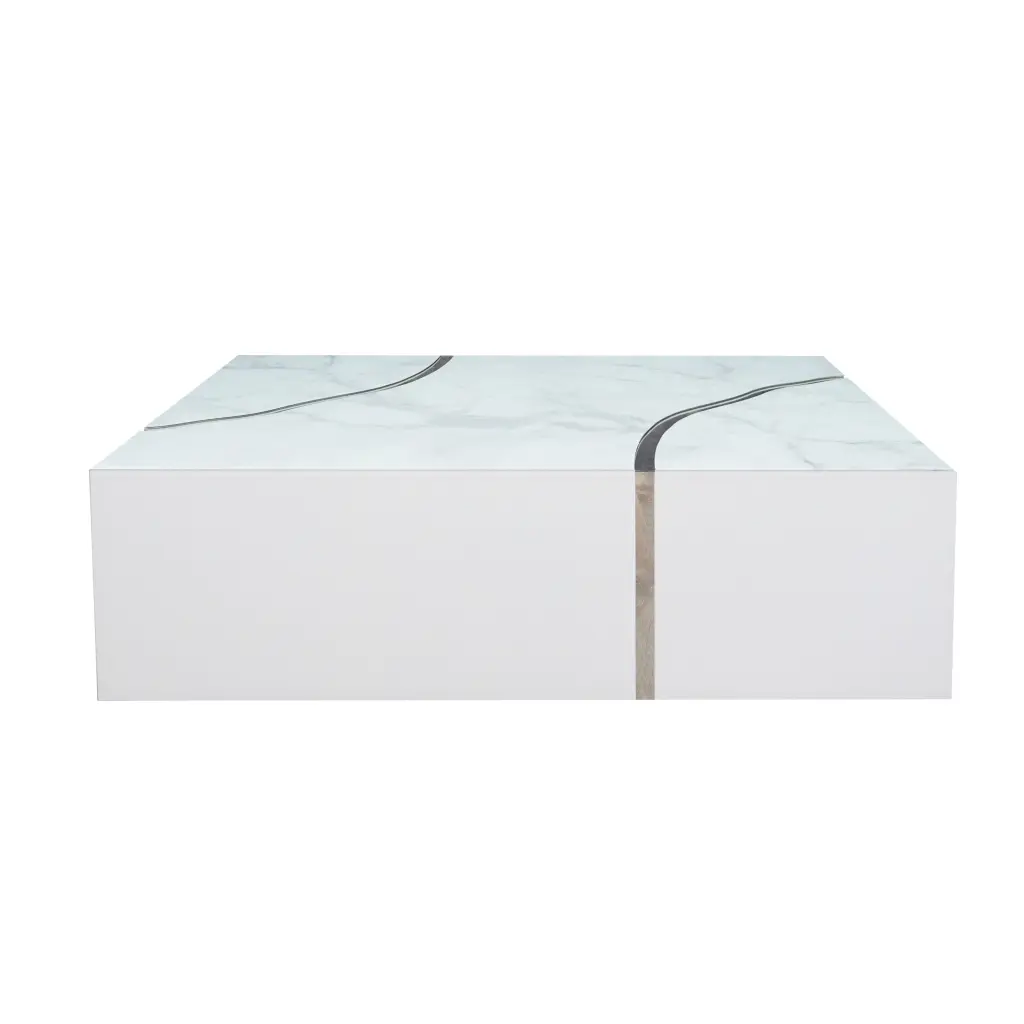 Timeless Rectangular Coffee Table Shiny White Design Silver Accent Amazing Rugs