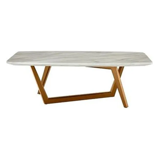 HomeRoots 488717 16.5 x 51.2 x 27.6 . Walnut White Ceramic Tile Rectangular Coffee Table