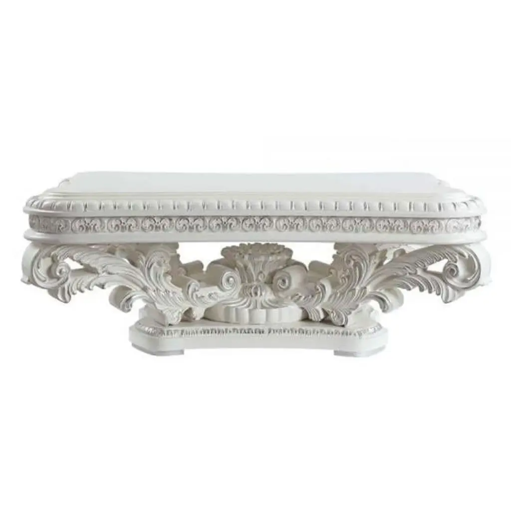 HomeRoots 490769 55 . Manufactured Wood Resin Rectangular Coffee Table Antique White