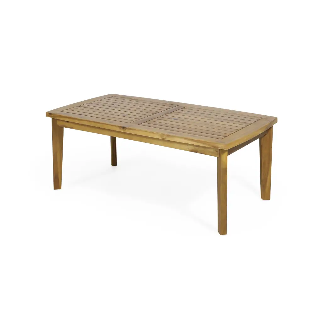 Milca Acacia Wood Outdoor Rectangular Coffee Table Teak Noble House