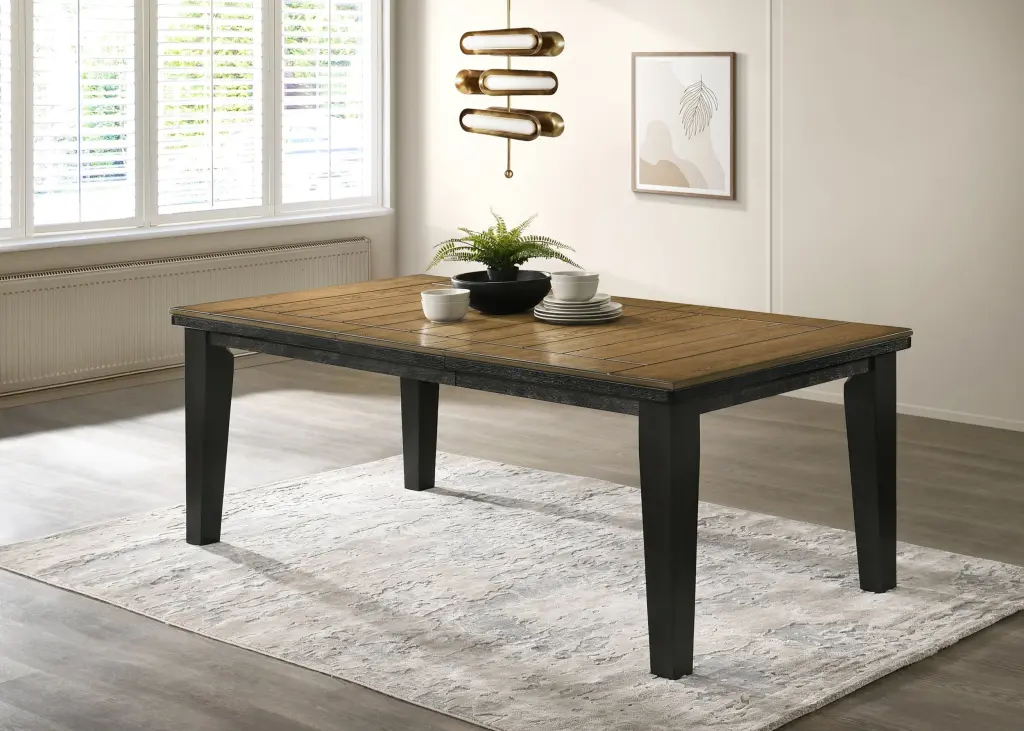 Contemporary Style Dining Rectangular Table 18 Inch Leaf Tapered Base kanepe