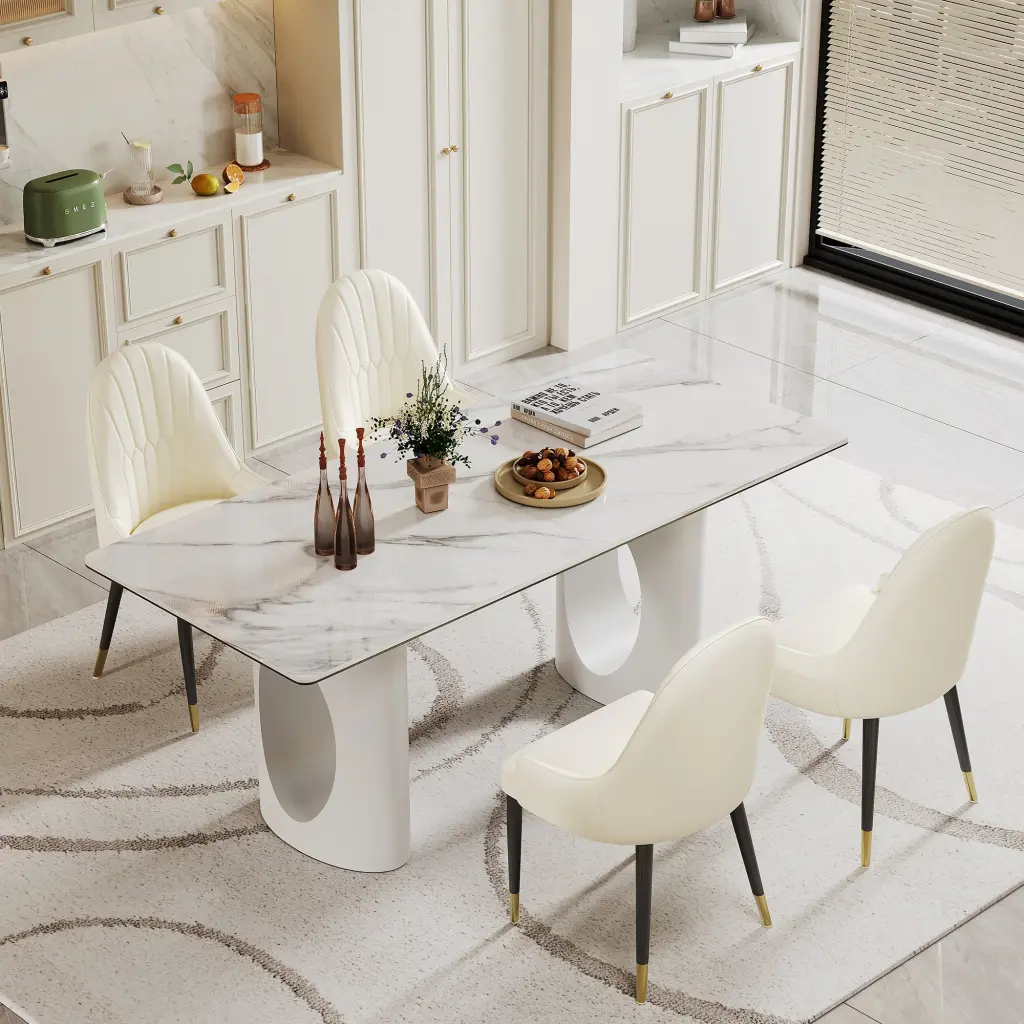 0.47 Inch Thick Sintered Stone Composite Tempered Glass Top Rectangular Dining Table w1241 artisan furniture