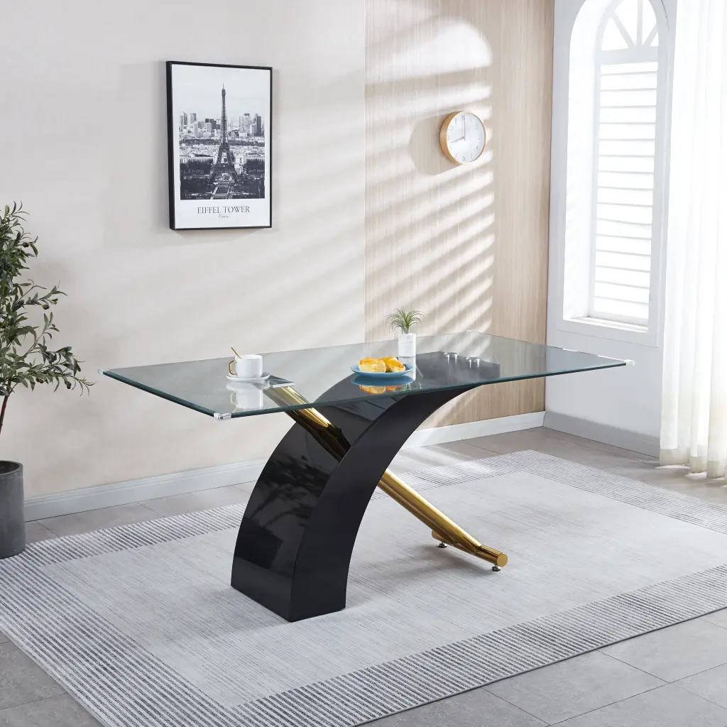 Rectangular Crystal Top Dining Table Modern Design Dining Room w1241 artisan furniture