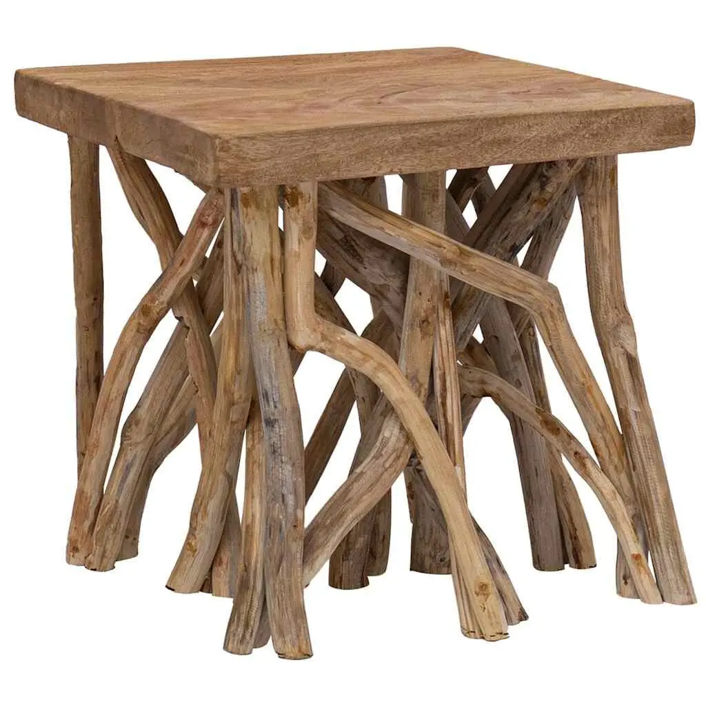 15.7 Inch Cube Log Coffee Table Made Mixed Recycled Wood
