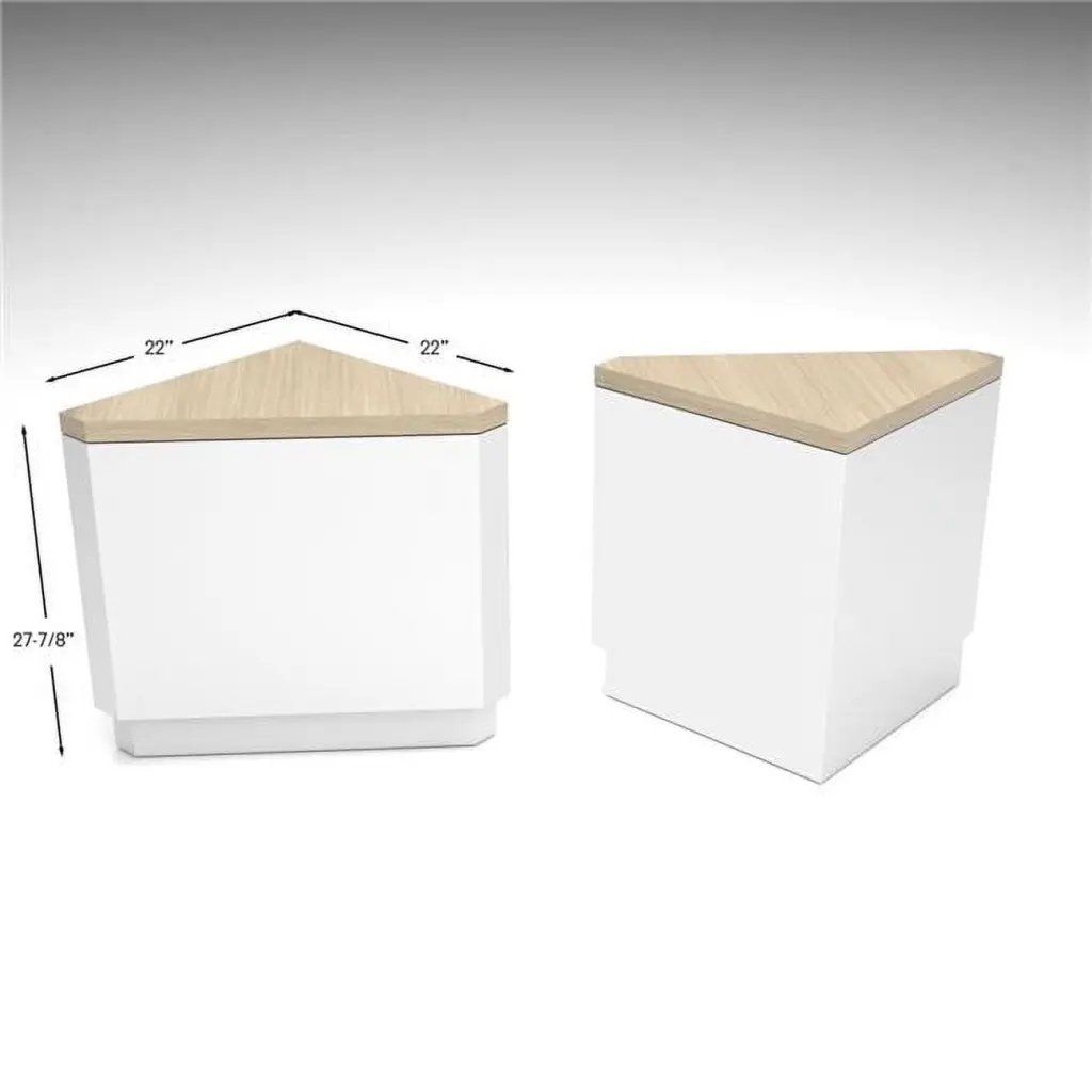 Corner Retail Counter Matte White Base Raw Oak Counter OfficeTop