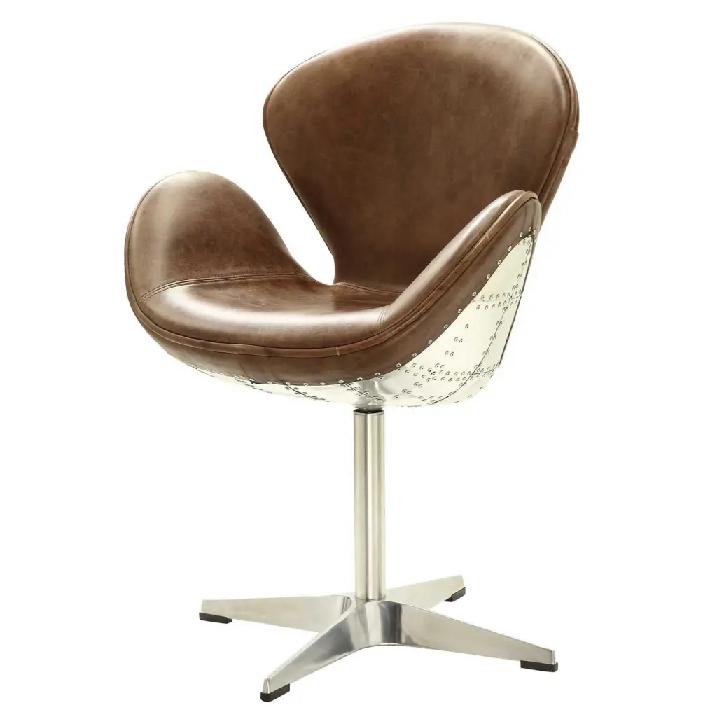 Retro Brown and Chrome Accent Chair Padded Cushion furniture max