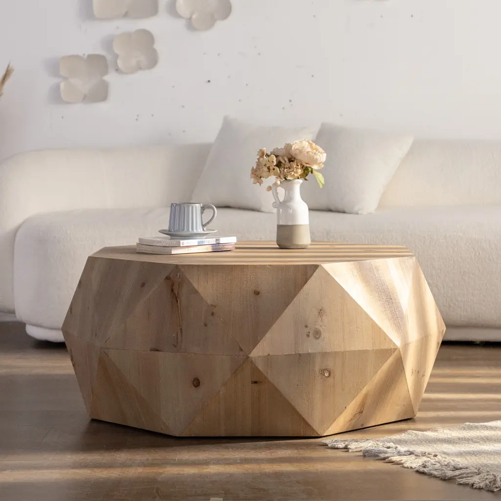 DeeHome 38 Three-dimensional Embossed Pattern Design American Retro Style Coffee Table