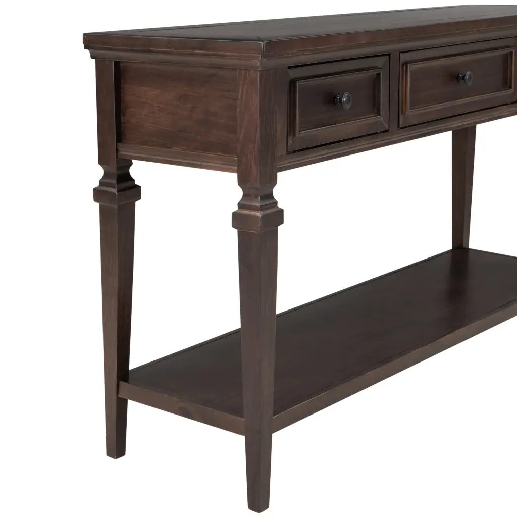 Classic Retro Style Console Table Three Top Drawers and Open Storage trexm
