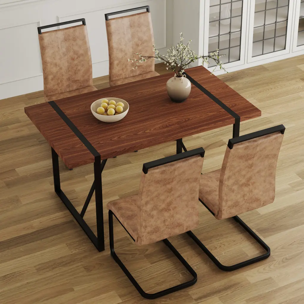 Minimalist Retro Rectangular Dining Table and Chair Set, Modern Kitchen Furniture droom w-1151