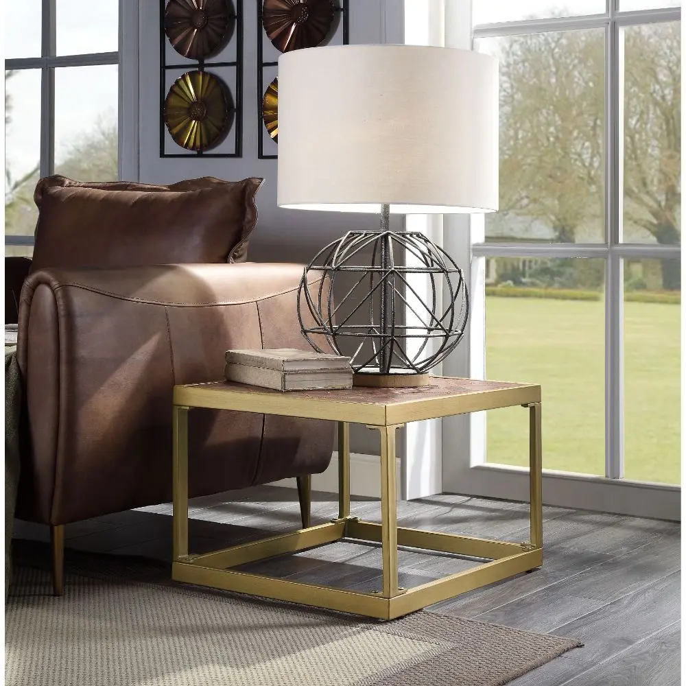 Retro Brown End Table Open Base Contemporary Living Space furniture max