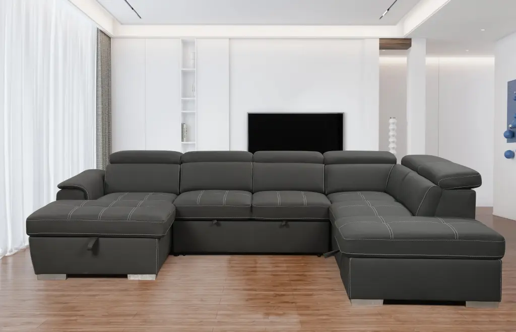 128 Inch Reversible Modular Sectional Sofa Ottomans happy home