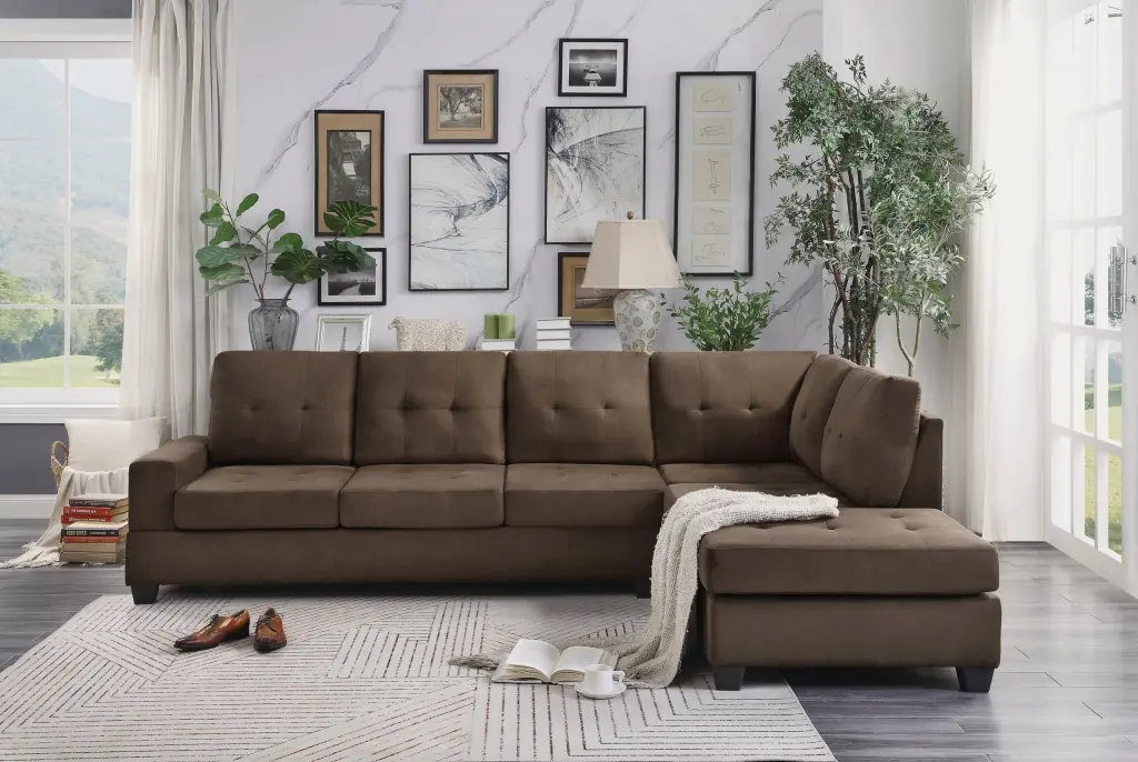 Modern 2 Piece Sectional Reversible Sofa Chaise Tufted kanepe