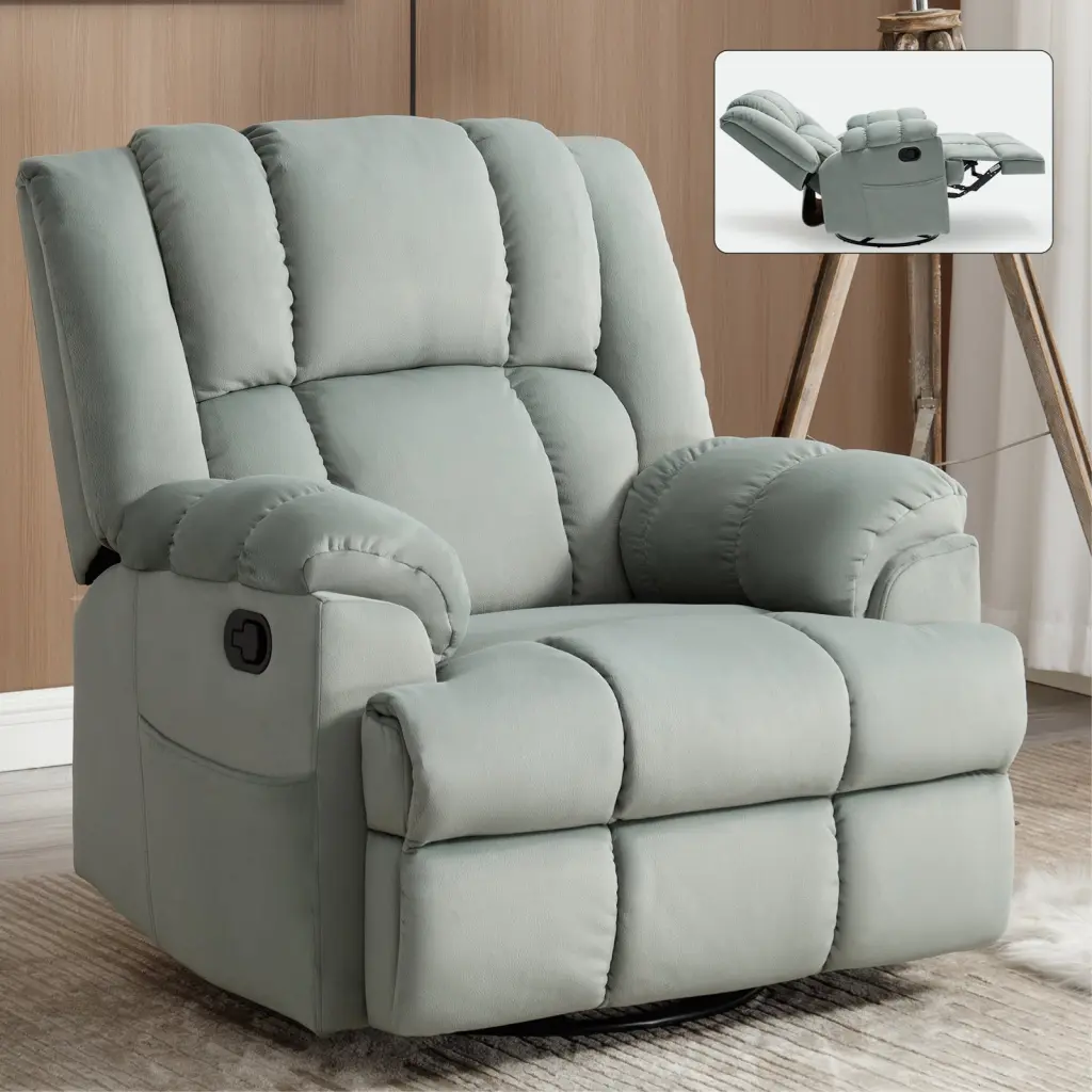 Manual Recliner Chair Rocker And Swivel Material Living Room comfortmax
