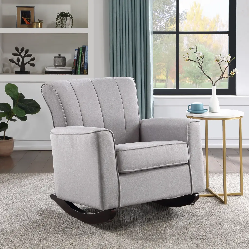 Denzell Rocking Chair Gray Linen Comfortable Living Room Seating acme onsite store