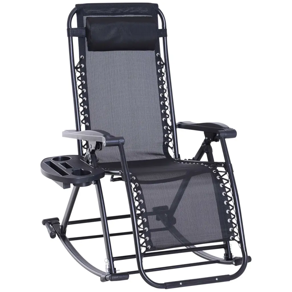 Outdoor Rocking Chairs, Collapsible Reclining Anti-Gravity Lounge Rocker aosom business