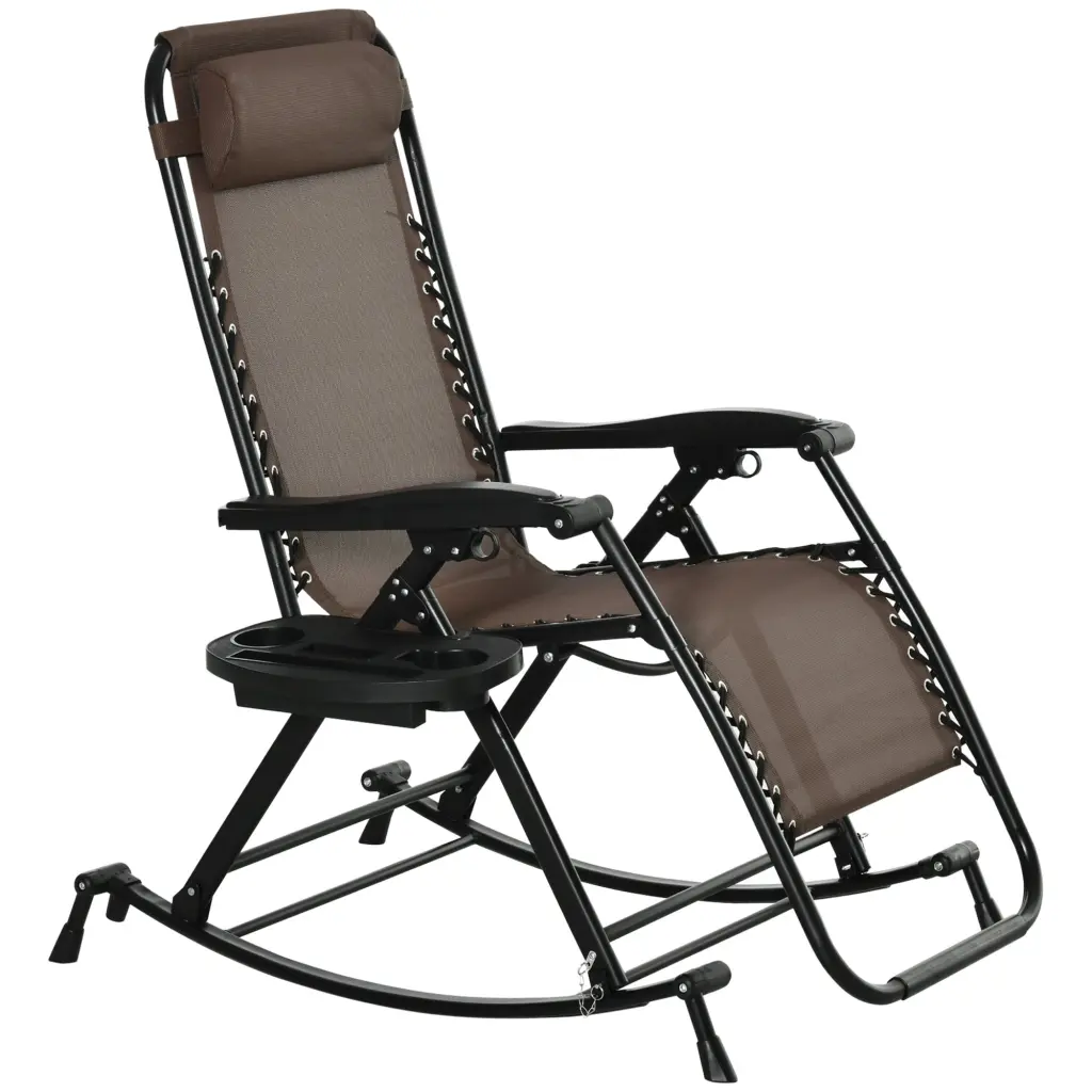 Outdoor Rocking Chairs Collapsible Reclining Zero Gravity Lounge Rocker Patio Furniture aosom business