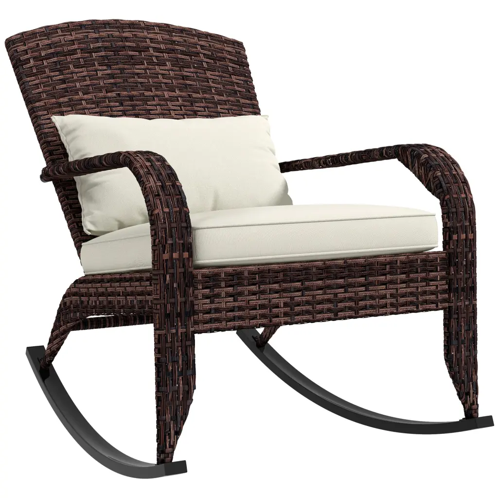 Outsunny Outdoor Wicker Adirondack Rocking Chair Patio Rattan Rocker aosom business