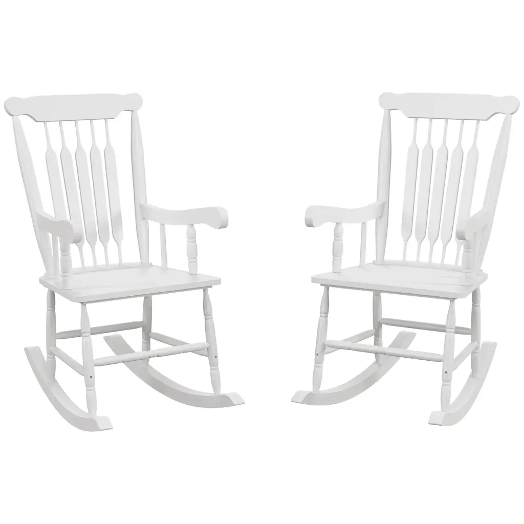 Outsunny Outdoor Wood Rocking Chairs Set 2 350 Lbs Capacity aosom business