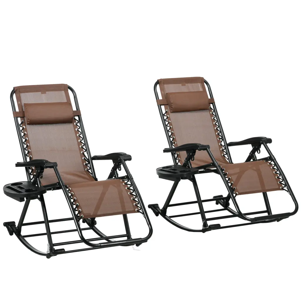 Outsunny Set 2 Outdoor Rocking Chairs Foldable Reclining Zero Gravity aosom business
