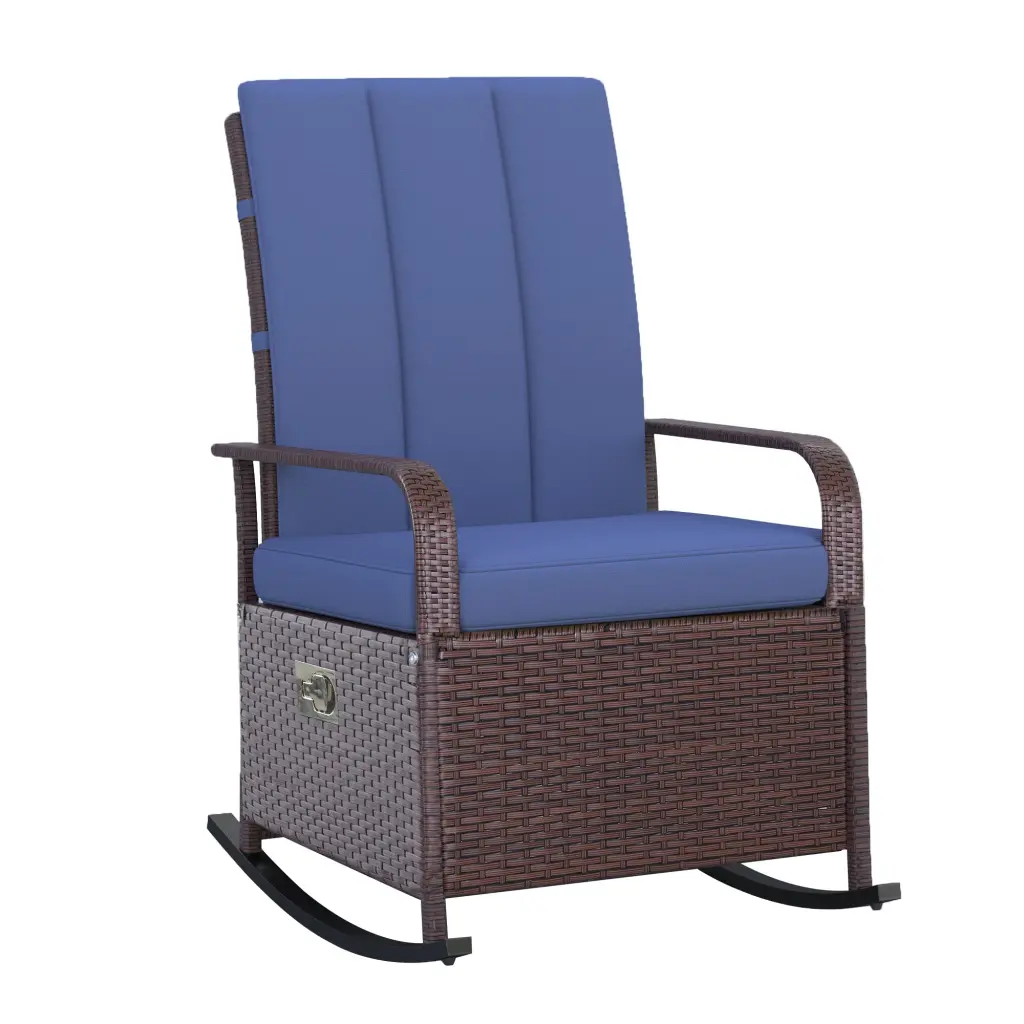 Outsunny Wicker Outdoor Rocking Chair Adjustable Recliner aosom business