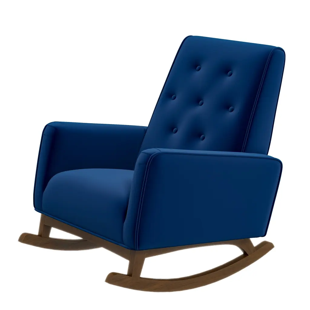 Demetrius Solid Timber Rocking Chair - Blue Material ashcroft furniture
