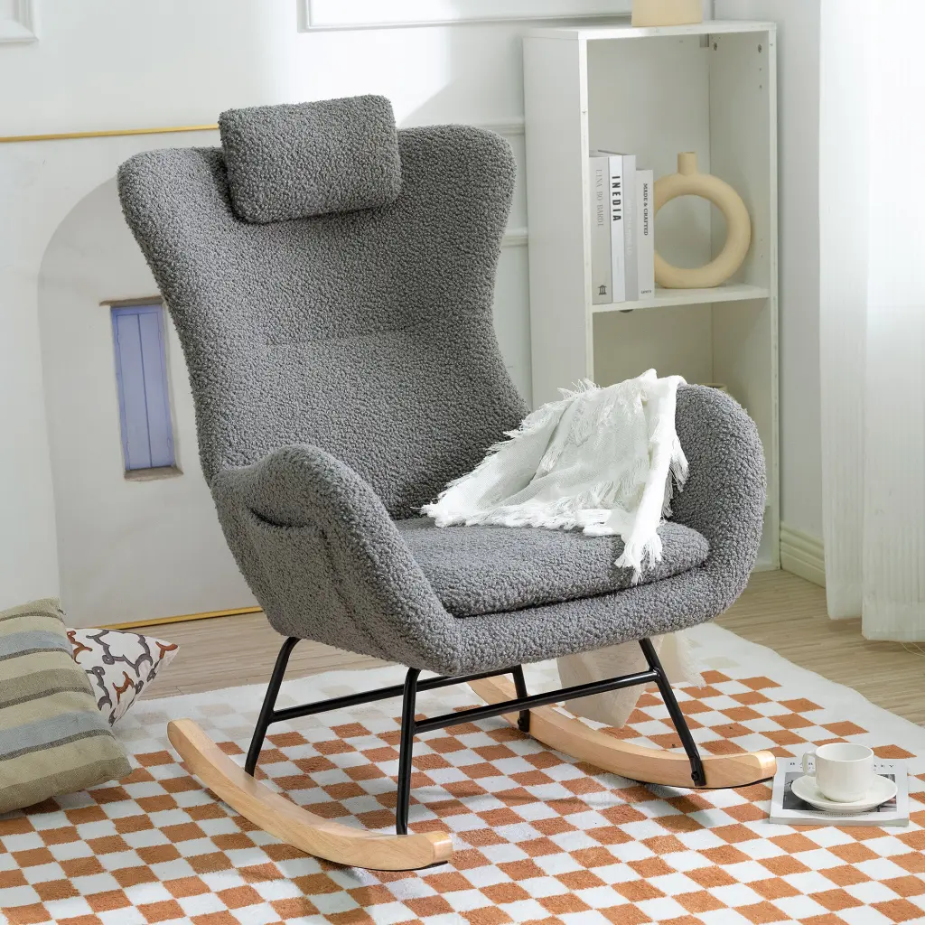 Teddy Upholstered Rocking Chair Nursery Glider Chair High Back chairone house