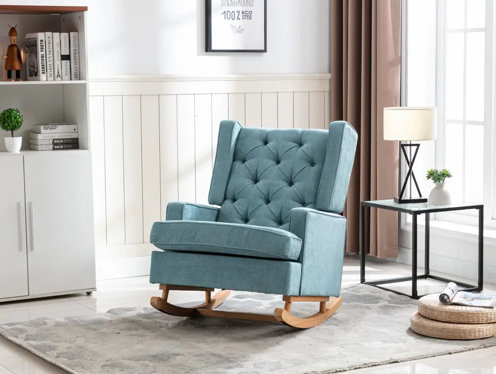 Coolmore Nursery Rocking Chair Upholstered Mid Century Modern Rocker coolmore w-395