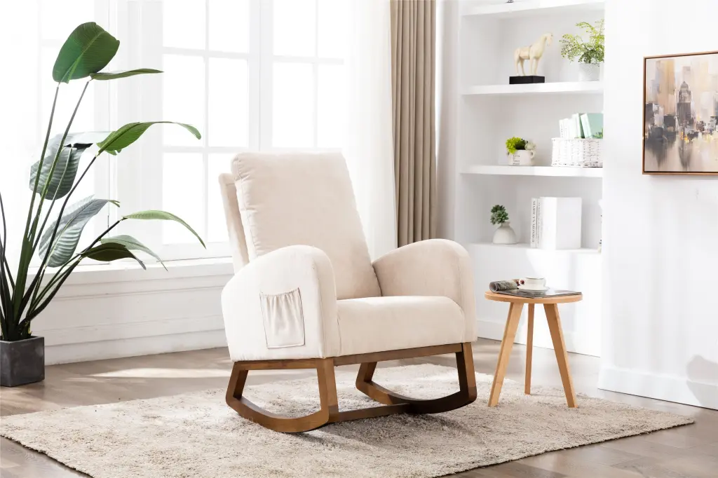 Coolmore Rocking Chair Modern Glider Chair Recliner Armchair Wood Base coolmore w-395