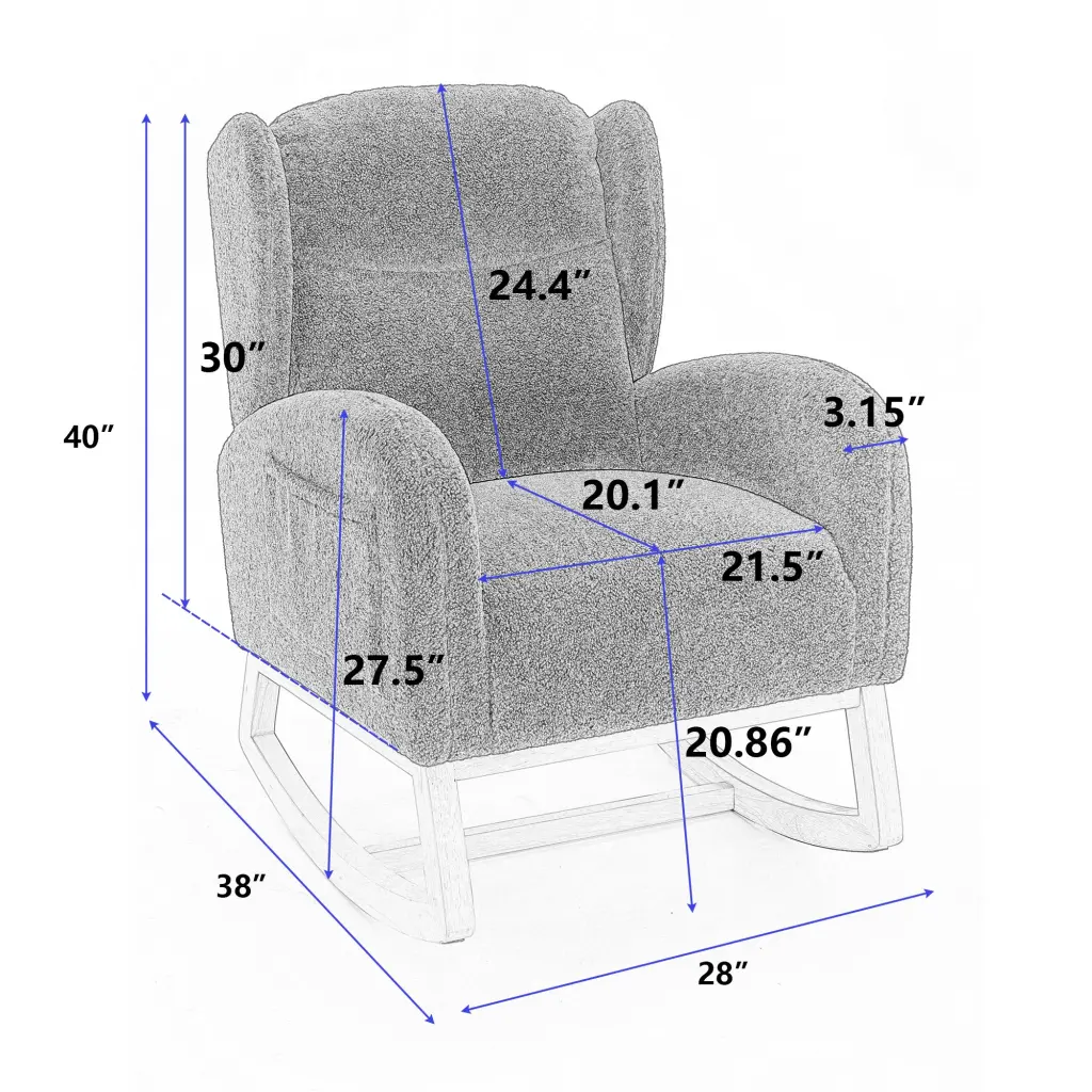 049 Teddy Material Rocking Chair Solid Timber Legs Green dg collection