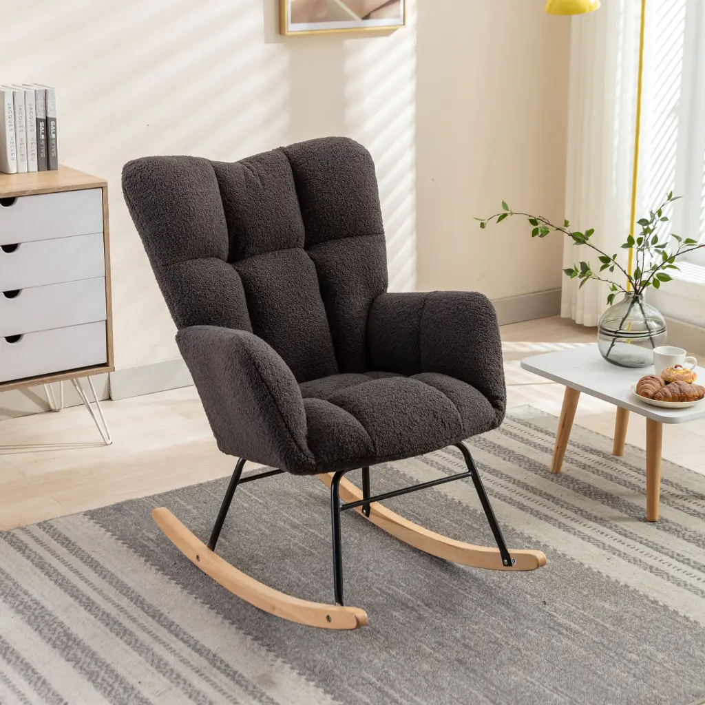 Teddy Fabric Rocking Glider Nursery Chair Living Room dg collection
