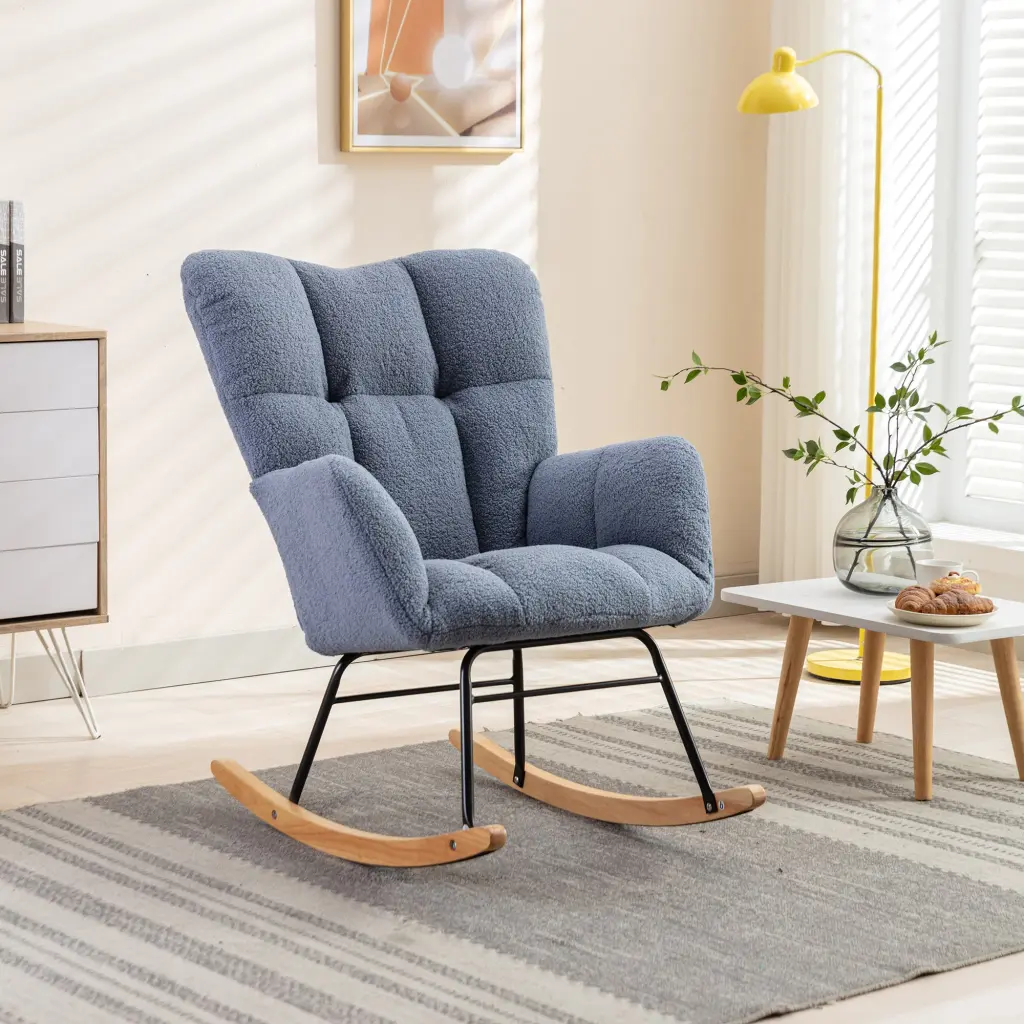 Teddy Fabric Rocking Glider Nursery Chair Living Room Indoor Comfort dg collection