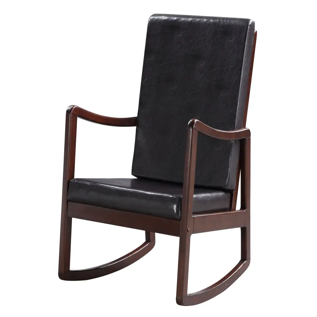 Dark Brown And Espresso Rocking Chair Armrest Solid Wood furniture max