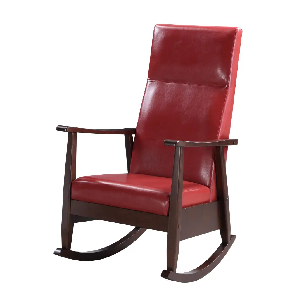 Red And Espresso Tight Cushion Rocking Chair Solid Red Brown Primary Living Room Furniture furniture max