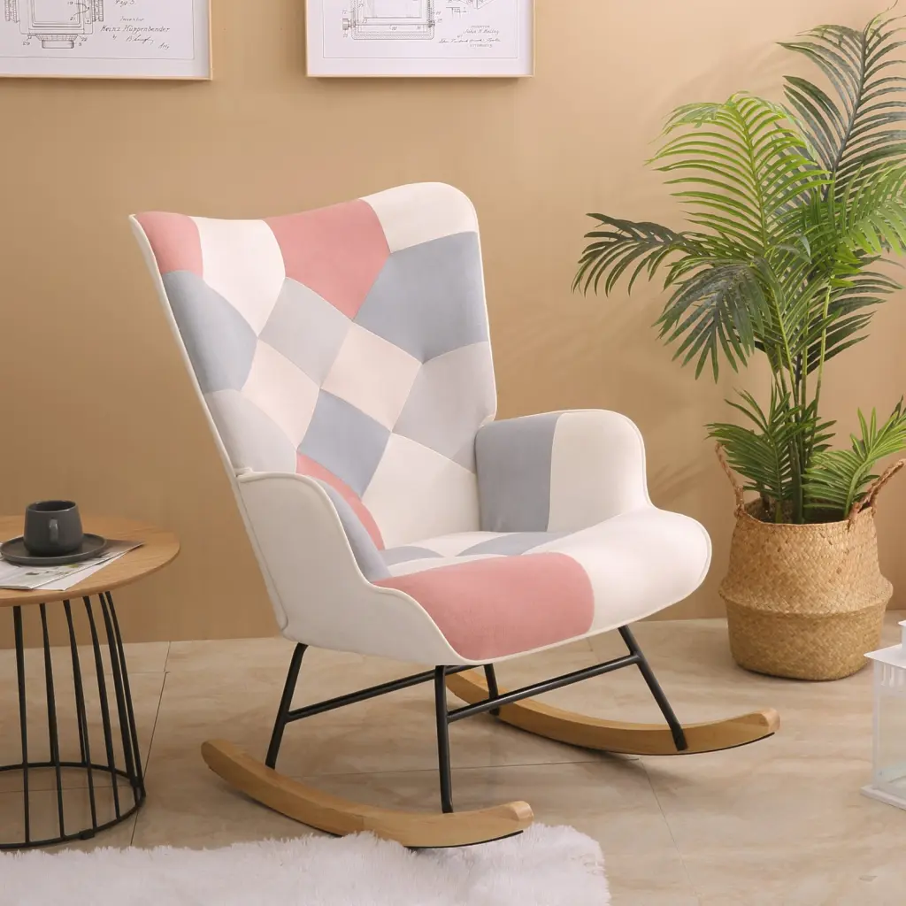 Mid Century Accent Rocking Chair Timber Legs Modern Rocker Chair merrysmarthome